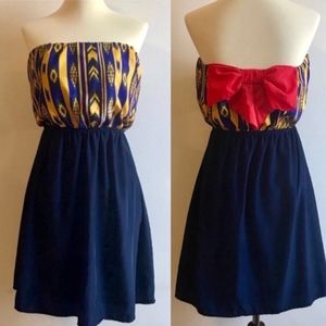 EUC Peach Love Cream Strapless Dress w/ Bow Detail